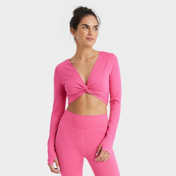 NWT! JoyLab Wear 2 Ways Long Sleeve Crop Top - Picture 3 of 9